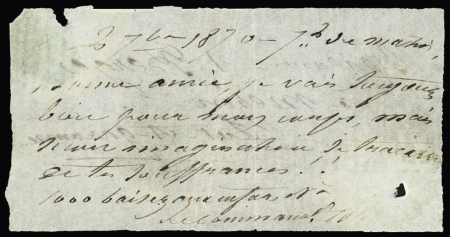 Papillon   de Metz daté du 2 septembre 1870 à 7