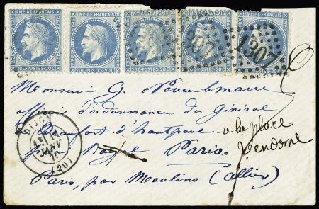 N°29, 5   pièces OBL GC 1307 + T17 Dijon (11 janv
