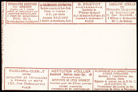 CP
   annonces Boyer 1003 avec pubs diverses en brun.