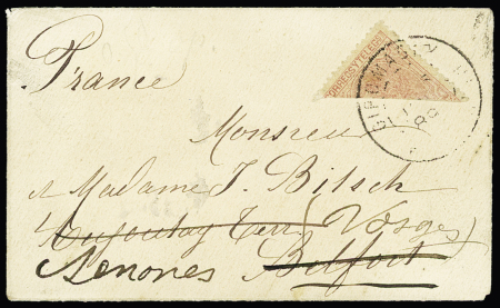 1889-99 10c vermillon, MOITIE sur petite enveloppe
