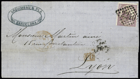 1874-75 40 Violet obl. GC 2240 de Marseille sur lettre