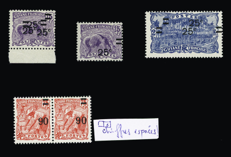 Petit lot de variétés : n° 97a, 97 surcharge à
