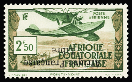 Poste aérienne n° 15a 2f50 vert et brun, surcharge