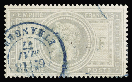 N° 33 5f violet-gris obl. cadere bleu Paris étranger