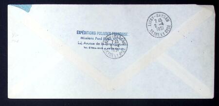 TAAF PA n°1 OBL CAD "Terre Adélie Antarctique" (22.6.50 - Mindwinter) sur env recommandée Lafon avec cachet rond violet EPF Arctique - Antarctique. TB. Cote 400€