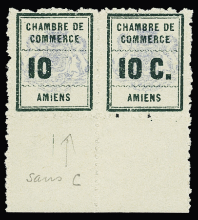 N°1a 10c. vert et outremer, 10 sans le c se tenant