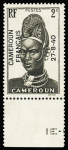 N° 208a 2c brun-noir, variété surcharge noire au
