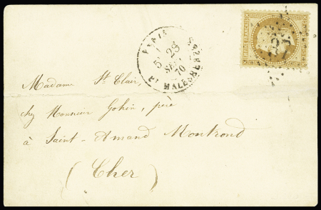 N°28 OBL   étoile 37 + CAD "Paris Bt Malesherbes"