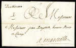 Lettre   avec marque manuscrite "De Monaco" pour Marseille