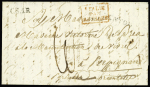 Lettre   avec MP tronquée "Menton" (1822 administration