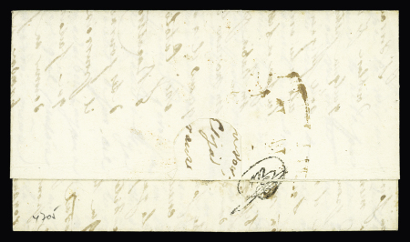 Lettre   avec MP tronquée "Menton" (1822 administration