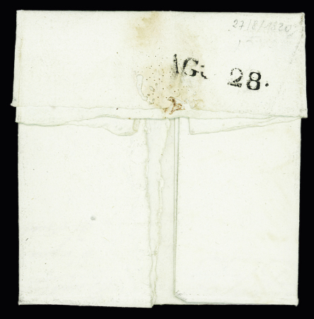 Lettre   avec MP tronquée "Menton" + mention manuscrite