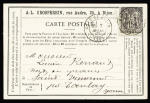 N°77 OBL T17 "Gare de Dijon (20)" sur CP privée "AL