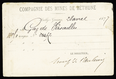 N°77 OBL "Bully-Grenay (61)" (1877) sur CP privée