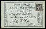 N°89 OBL Annonay (1878) sur CP privée bleu gris "Montgolfier