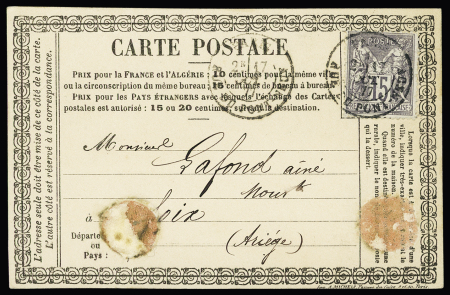 N°77   OBL Paris R. du Pont Neuf (1877) sur CP privée