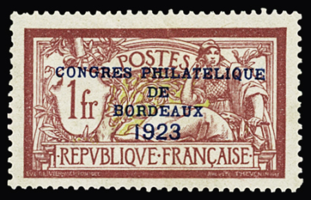 N° 182 Congrès philatélique de Bordeaux 1923, bon