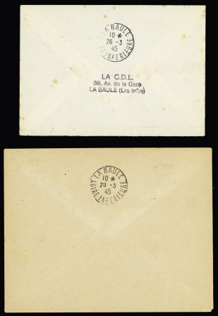 Lot de 10 lettres "Taxe Perçue", 5 lettres sans timbres,