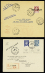 Lot de 10 lettres "Taxe Perçue", 5 lettres sans timbres,