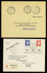 Lot de 10 lettres "Taxe Perçue", 5 lettres sans timbres,