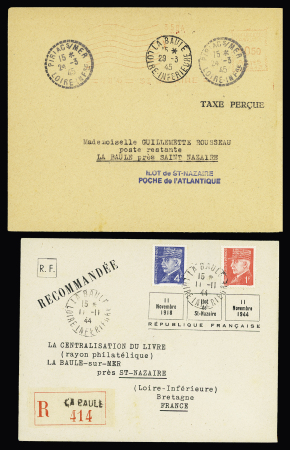 Lot de 10 lettres "Taxe Perçue", 5 lettres sans timbres,