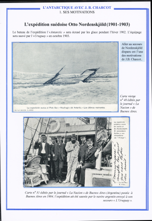3 cartes postales de l'expédition suédoise Otto Nordenskjold : Nordenskjold  devant son navire dans les glaces - Le naufrage de l'Antarctic - Nordenskjold dans les glaces devant son navire.TB