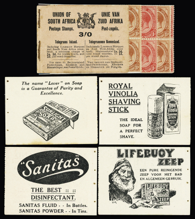 1910 1/2d Green and 1d red together in booklet with various soap adverts