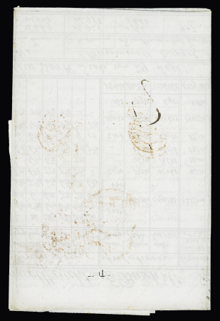 1852 Prices Current in German from the Busch company (Liverpool 1852) to Kempten in Germany, various markings incl. 4 gröschen taxation on arrival