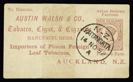 1892 1d Red postal stationery card from a packet of cigarettes with answer form on reverse to returned