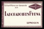 N°188-C 2, Carnet Phena 10 timbres de1927. TB