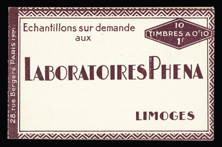 N°188-C 2, Carnet Phena 10 timbres de1927. TB