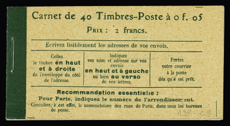 N°137-C 9, Carnet de 40 timbres, couverture en 2è