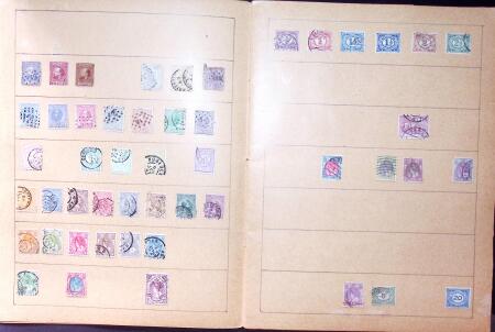 Old-time collection on pages, noted Thailand
