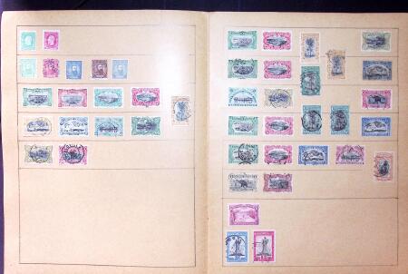 Old-time collection on pages, noted Thailand