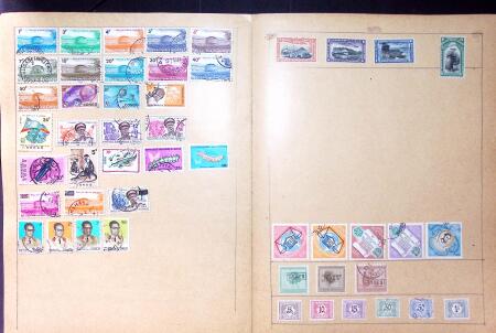 Old-time collection on pages, noted Thailand