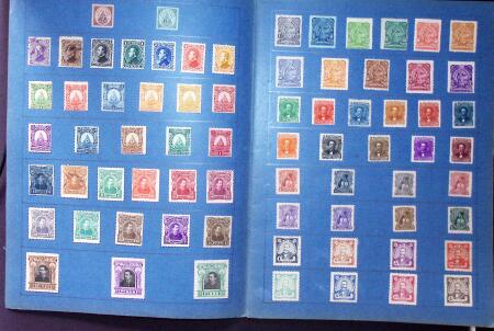 Old-time collection on pages, noted Thailand