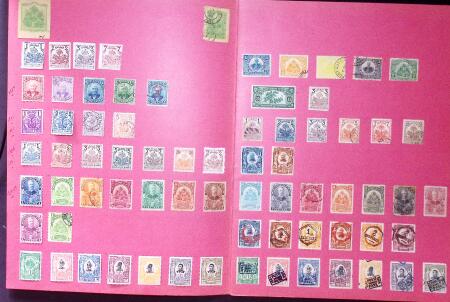 Old-time collection on pages, noted Thailand