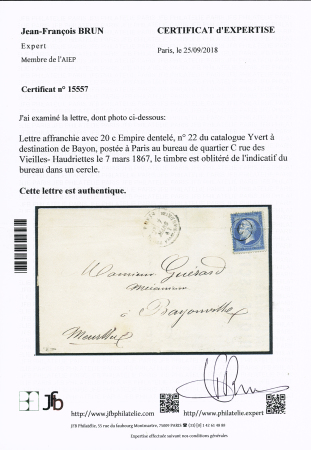 N°22
OBL "C" dans un cercle (indicatif du bureau)
