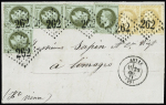 N°25, 5 pièces + n°28A, 2 pièces, OBL GC 262