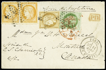 N°38 en paire + 53 + 59 OBL étoile 8 + CAD "Paris