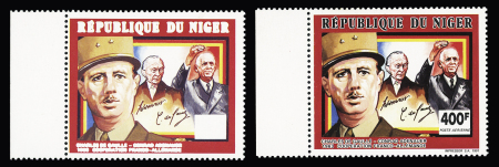 N°400f Charles de Gaulle, variété sans valeur faciale,