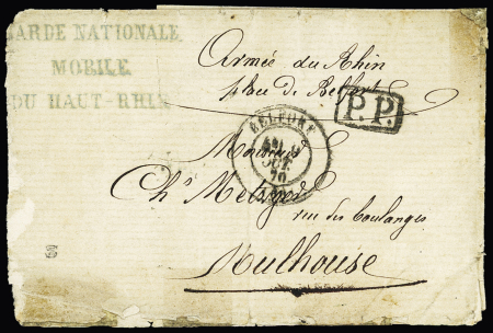 Siège de Belfort Lettre en franchise avec mention