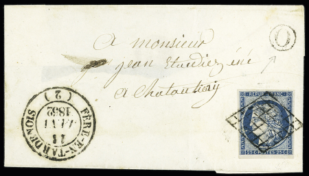 N°4 OBL grille + T14 "Fère en Tardenois (2)" (1852)