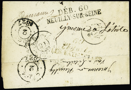 Lettre avec au verso MP noire "Déb 60 Neuilly-sur-Seine"