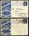 1895 "Beer & Basy" postal stationery cards; The three types, all used on November 19, 1895, two with small corner crease, scarce group