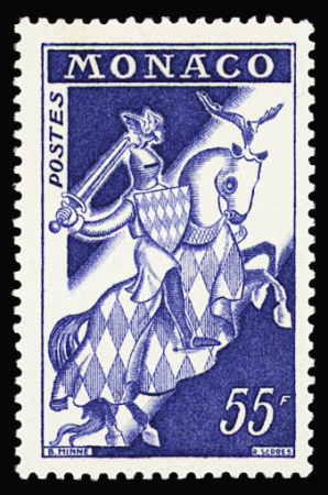 Préo N° 18a 55f. bleu, variété surcharge absente,