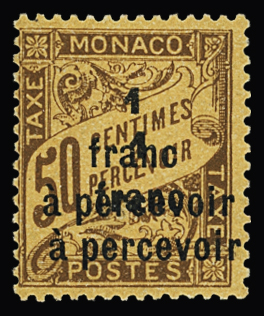 Taxe N° 17a 1f. 50c. brun, variété double surcharge,