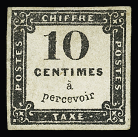 N° 1 10c. noir, neuf sans gomme, réparé, belle présentation,