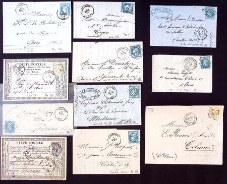 1867-1878 Lot de lettres période classique avec cad
