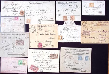 1860-1906 Lot de 14 lettres chargées, en majorité